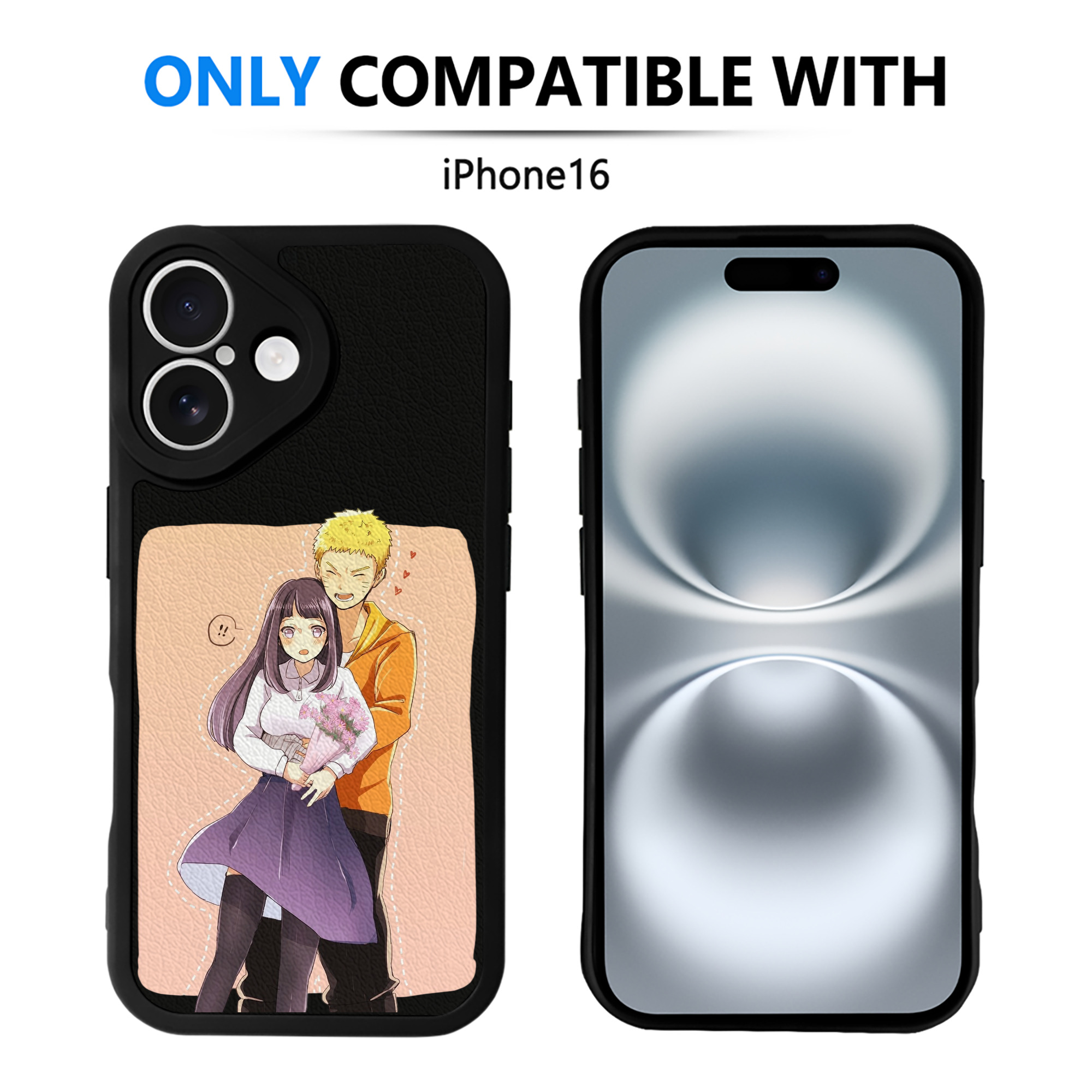 （画像用） NARUTO -ナルト- 日向ヒナタ Hyūga Hinata 【iPhone 16シリーズ対応】シリコンスマホケース（レザー調） 材質：シリコン